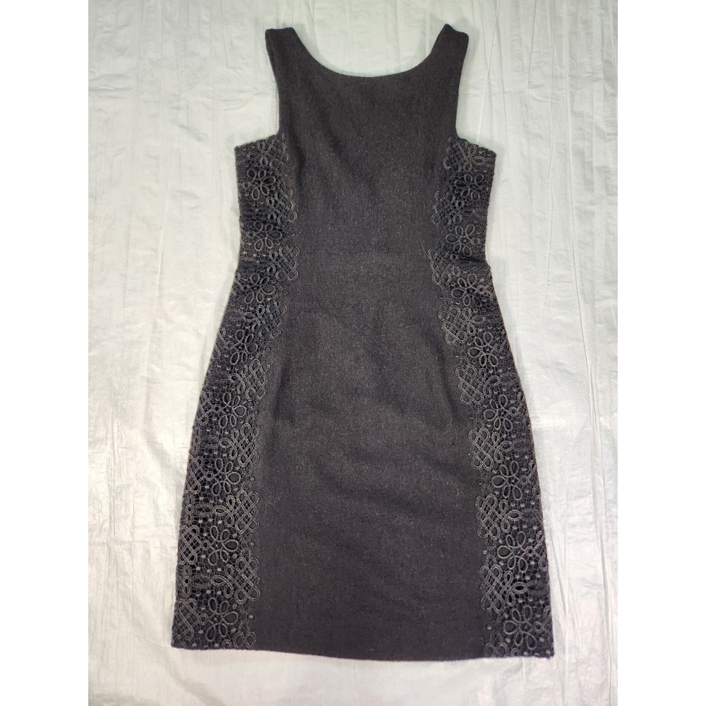 Banana Republic 0 P 0P Sleeveless Wool Blend Career Dress Lace Vintage Black